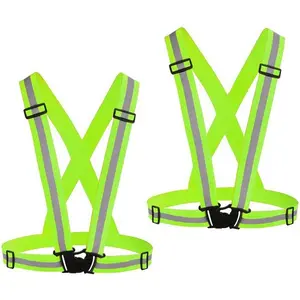 Reflective Vest Running Gear 2Pack, High Visibility Adjustable Safety Ves for Night Cycling,Hiking, Jogging, Walking