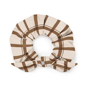 Milk Chocolate Modern Plaid Recycled Scrunchie