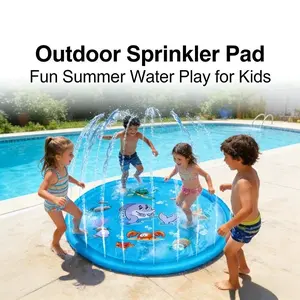 New 100cm Dolphin Splash Pad with Sprinkler, Outdoor Water Play Mat for Backyard & Beach, Summer Splash Activity Mat for Kids
