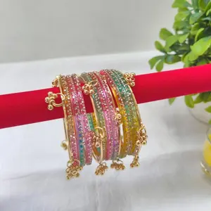 Hot Selling Kashmiri Ghungroo - Classic Kashmiri Ghungroo Raindrop Glass Bangles Set - Elegant Design for Casual & Formal Wear - Versatile Accessory with Subtle Shine - Must-Have for Fashion Enthusiasts - Timeless Charm & Distinctive Appearance