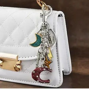 Star Moon Letter Keychain, Cute Bag Charm, Women's Handbag Accessory, Stylish and Functional, Perfect Gift Idea, Sparkly Bag Charm, Purse Accessories, Trendy Bag Charms