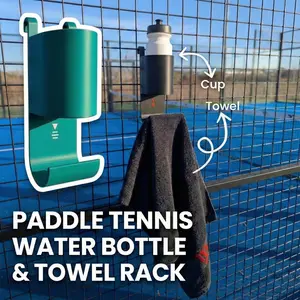 Paddle Tennis Towel Rack, 3D Printed Fence-Mounted Water Bottle & Towel Holder, Portable Court Organizer for Paddle & Tennis Players cheap paddle