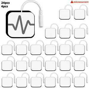 24pcs Tens Electrode Massage Pads, Latex-Free, Muscle Stimulation, Electrotherapy, Compatible with Tens Machines, 2mm Pin Connector Leads, Fits Auvon Tens, Tens 7000, Etekcity, Nicwell Care Tens, Tens Unit Electrodes