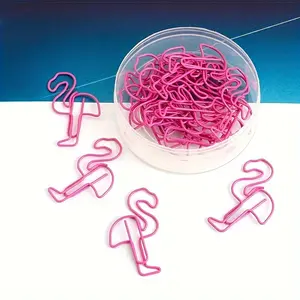 20PCS/bag Pink Flamingo Paper Clip Metal Paper Clips Bookmarks for Stationery Office, Flamingo Lovers