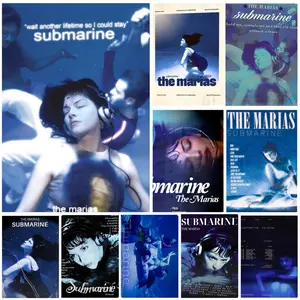 THE M-MARIAS SUBMARINE band Poster Self-Adhesive Waterproof Art Sticker, Aesthetic Minimalist Wall Poster for Coffee Shop, Bar & Home Room Decor