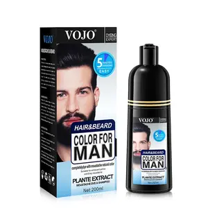 Men's Black Beard Color Shampoo - Semi-permanent 2-in-1 Gel shampoo for covering gray beard and hair, nourishing treatment for a healthy appearance, with herbal ingredients such as ginseng extracts