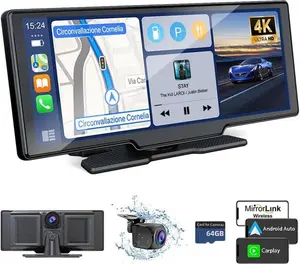 Wireless Carplay Touchscreen with 4K Dashcam, Apple Carplay / Android Auto Car Stereo,1080P Backup Camera, TF Card, GPS Navigation Mirror Link BT