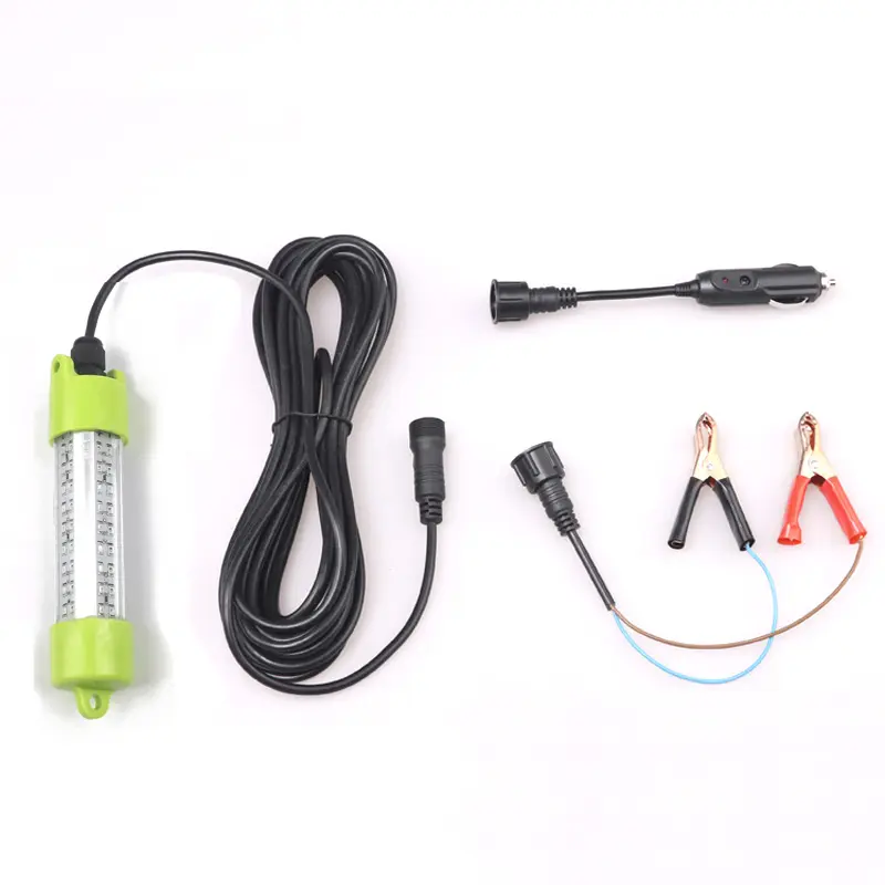 TurboGreen 18W Green LED Underwater Fishing Light, 1296 Lumens, IP68 Waterproof, 17FT Cord with Battery Clips, Fish Attractor for Dock, Boat and Night Fishing