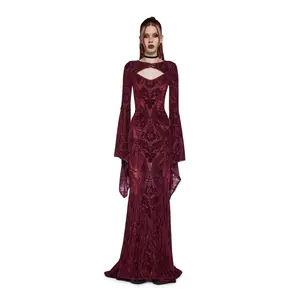 Druid’s Wife Maxi Dress And Shrug Set - Dark Red