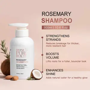 Divine Pure Beauty Rosemary Shampoo 300ml Strengthens Strands Boosts Volume Enhances Shine with Argan Oil Aloe Vera for Fuller Bouncier Hair Conditioner Smooth Cleanser Haircare Cleansing