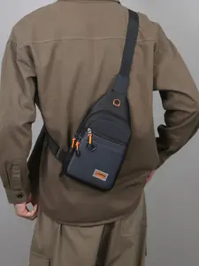 Trendy Men's Chest Bag, Casual Nylon Crossbody Chest Bag, Portable Commute Sports Shoulder Bag, All Seasons Fashion Accessory, Crossbody Bags, Stylish Crossbody Bags, Zipper Crossbody Bag, Durable chest bag