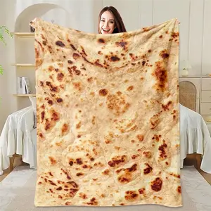 Fun pancake shaped funny blanket, Christmas blanket gift, comfortable soft flannel plush cover blanket, suitable for bed, sofa, living room, bedroom decoration
