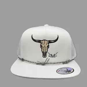 Marfa Longhorn SnapBack Cap with Barbed Wire Rope Detailing & Distinctive Skull Design