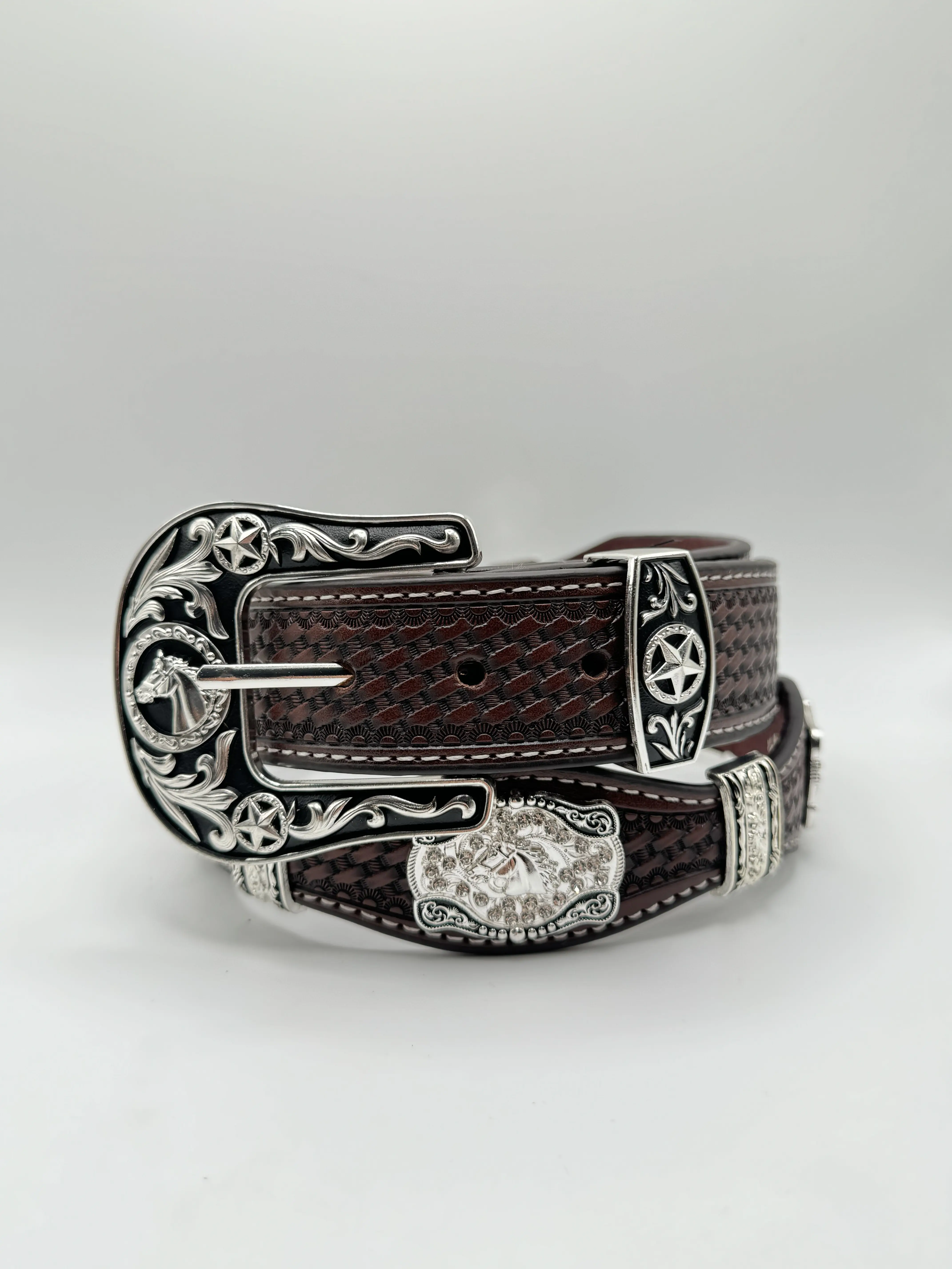 Belt- Stallion Concho " Brown" Belt- Stallion Concho " Brown"