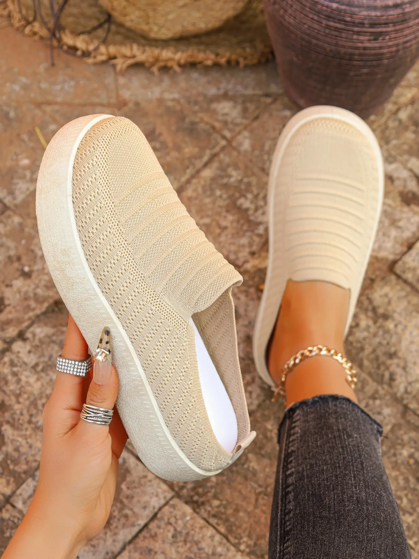 Women's Multicolor Slip-On Shoes, Slip On Style, Soft Breathable PU Material, Lightweight Casual Footwear for Campus Outing, Comfortable Low-Top Design, Summer Casual Shoes, Lightweight Slip Ons