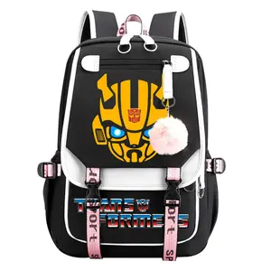 Trans-Formers Backpacks Women's Classic Cartoon Laptop Backpack Practical and Versatile Travel Daypack Lightweight Large Capacity Bag -Black