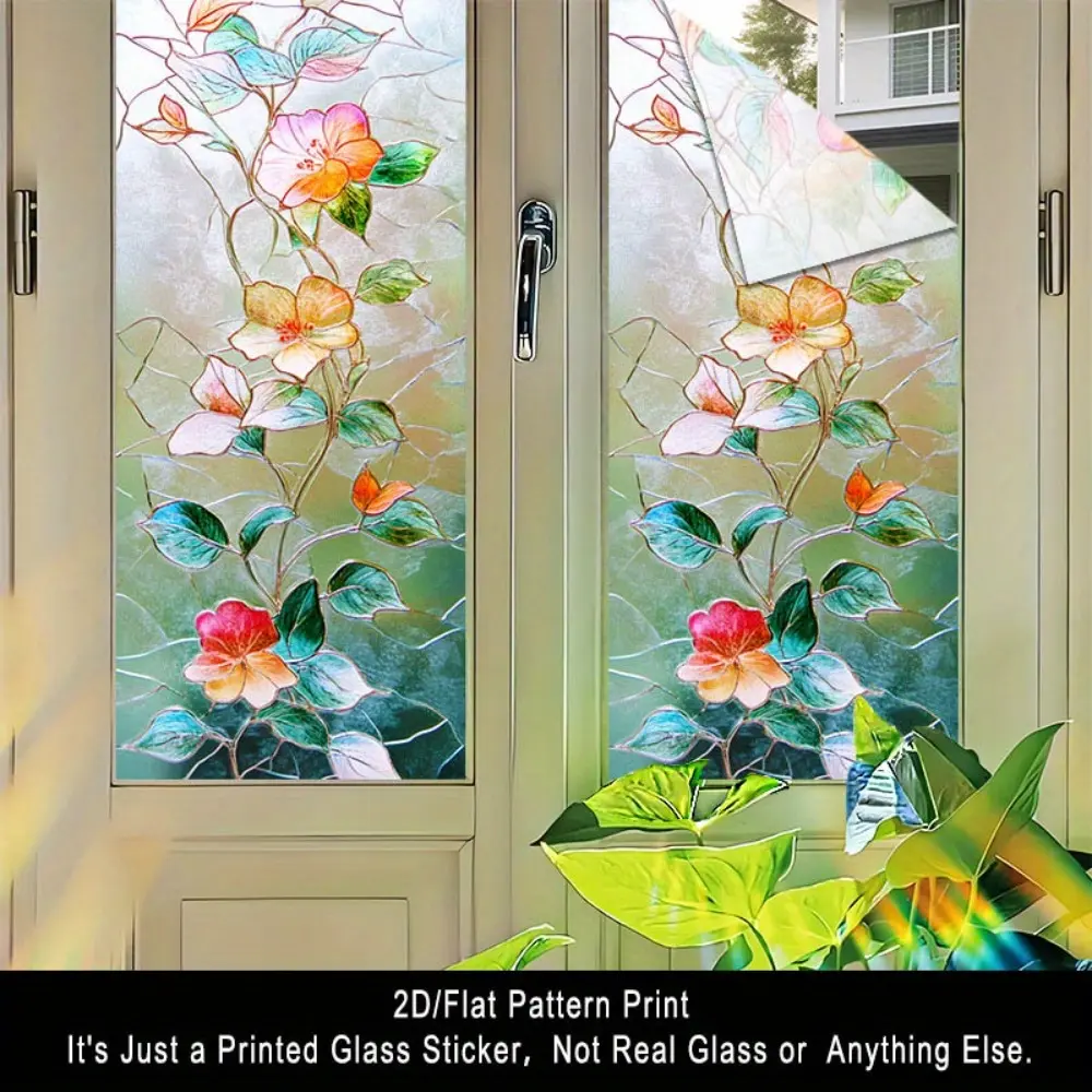 1PC, 2D Flat patterned frosted glass window film, transparent PVC adhesive glass door and window decoration, removable and reusable glass stickers. 17.71x39.37 inches (45x100 cm), suitable for home, kitchen, room, indoor festival party supplies decoration