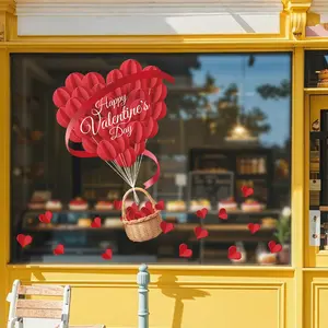 3D Heart Self-Adhesive Valentine's Day Window Decals, Festive Glass Wall Stickers for Christmas, New Year, Easter Gifts, Birthday Decoration