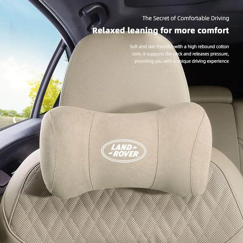 Suede Headrest Car Breathable Memory Foam Neck Pillow Neck Rest Cushion For Land Rover Range Rover Evoque Velar Defender Discovery Freelander Land Cruiser