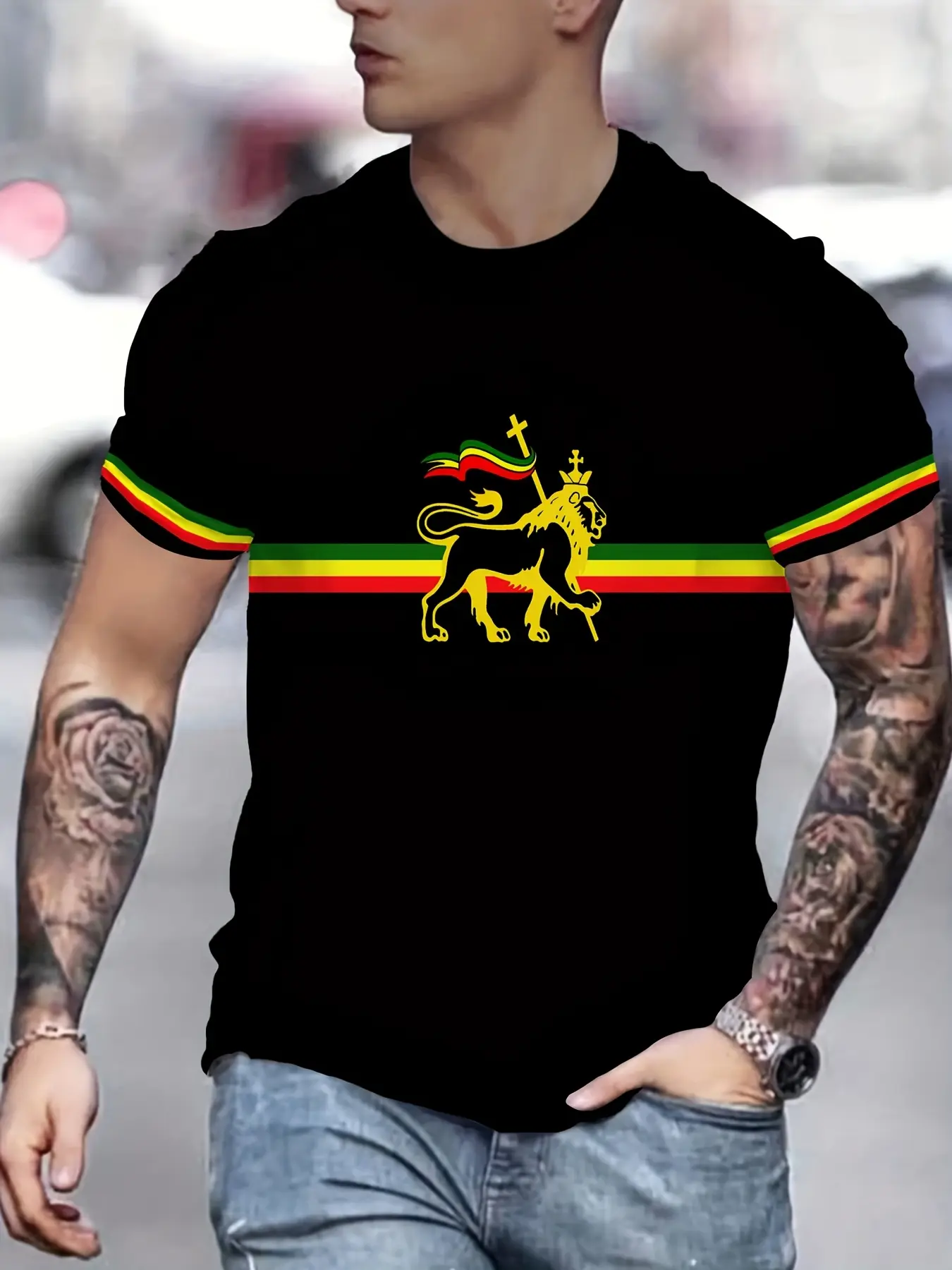 1 piece of men's digital printed short sleeved T-shirt Breathable with clear and bright patterns that are not easy to fade, Streetwear, the loose round neck version is not picky about body shape, suitable for casual travel, football printing, and s