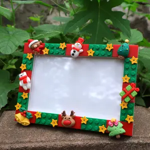 Christmas-Themed DIY Building Block Photo Frame, 4x6 Inch Rectangular Single Photo Frame with Acrylic Transparent Panel, Decorated with Christmas Tree, Reindeer, Snowman, Bell Elements, No Electricity Required, Creative Craft, Suitable for
