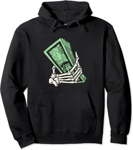 Skeleton Hand Holding Money Lazy Halloween Costume Bones Pullover Hoodie - 78B0BDW1PYCQ
