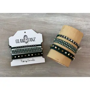 Game Day: Teal Green & White - Macrame String Bracelet Set