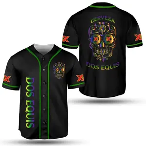 Trendy Dos Equis XX Skull Mexican Memorial Day Unisex Baseball Jersey, Dia de Muertos Mexican Spirit Jersey Drinking Jersey Beer Lovers