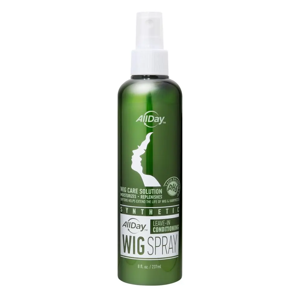 ALLDAY LOCKS 8 oz Salon-Grade Coconut Grape Scent Synthetic Wig Spray - Cruelty-Free, Coconut Oil-Infused Leave-In Detangler for Adults' Fine, Wavy, Straight, Textured Synthetic Hair (Detangling, Moisturizing, Nourishing, Anti-Frizz, Smoothing), Gluten Fr