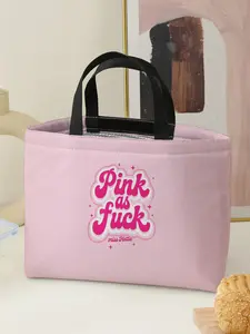 Creative Alphabet Print Tote Bag for Women, Portable Insulated Lunch Bag for Students and Camping, Large Capacity Picnic Food and Drink Carrier, Valentine's Gift