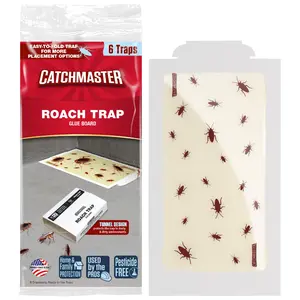 6 Pack Roach Glue Traps for Indoor Pest Control, Ready-to-Use Sticky Boards for Cockroaches, Spiders, Crickets, Scorpions & Crawling Insects, Long-Lasting Adhesive for Home & Garage