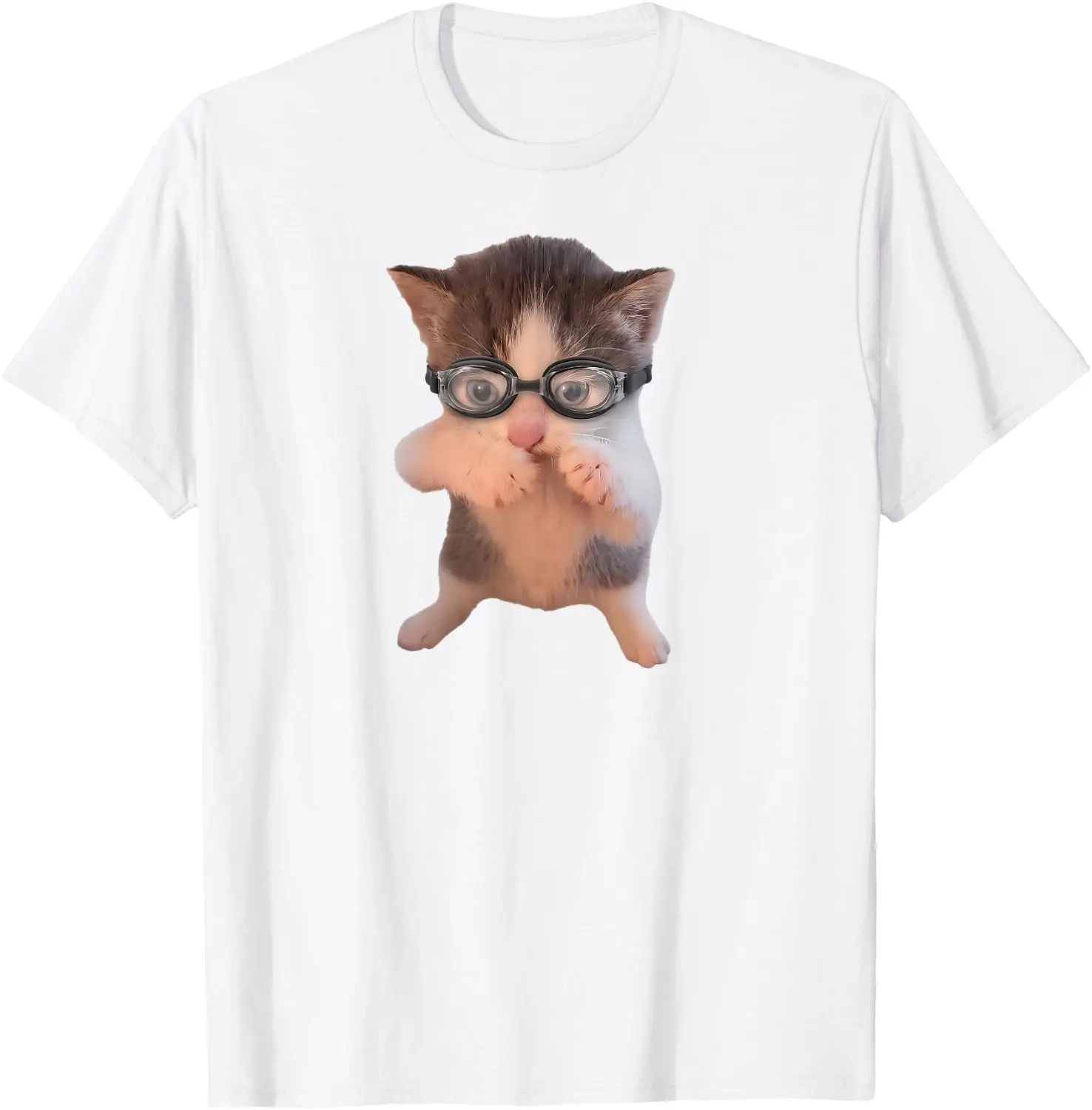 Unisex Casual Short-Sleeve T-Shirt, Cute Scuba Cat & Dancing Kitten Humor Design for Men and Women