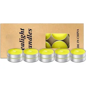 Tea Candles Wedding Party and Home Decoration Votive Parties Tealight Small Wishing Bulk 10 Pack with 1.5-2 Hours Extended Burn Time Mini for Birthday Halloween Emergency Family Gathering(Huang)