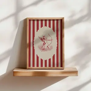 [UNFRAMED POSTER] Valentine's Day Wall Art: Red Cupid Love Print