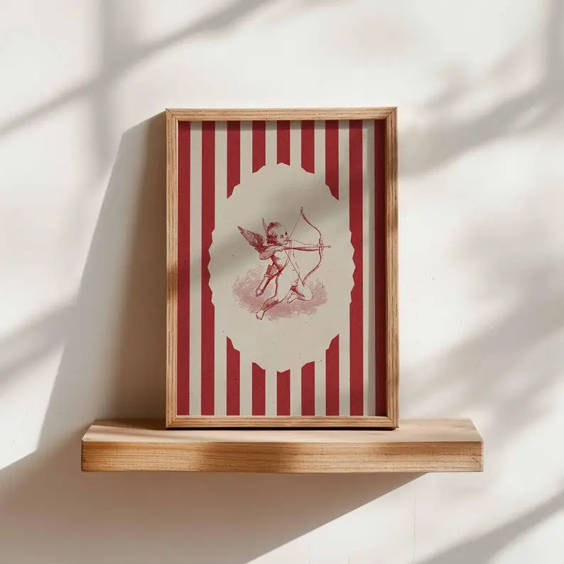 [UNFRAMED POSTER] Valentine's Day Wall Art: Red Cupid Love Print