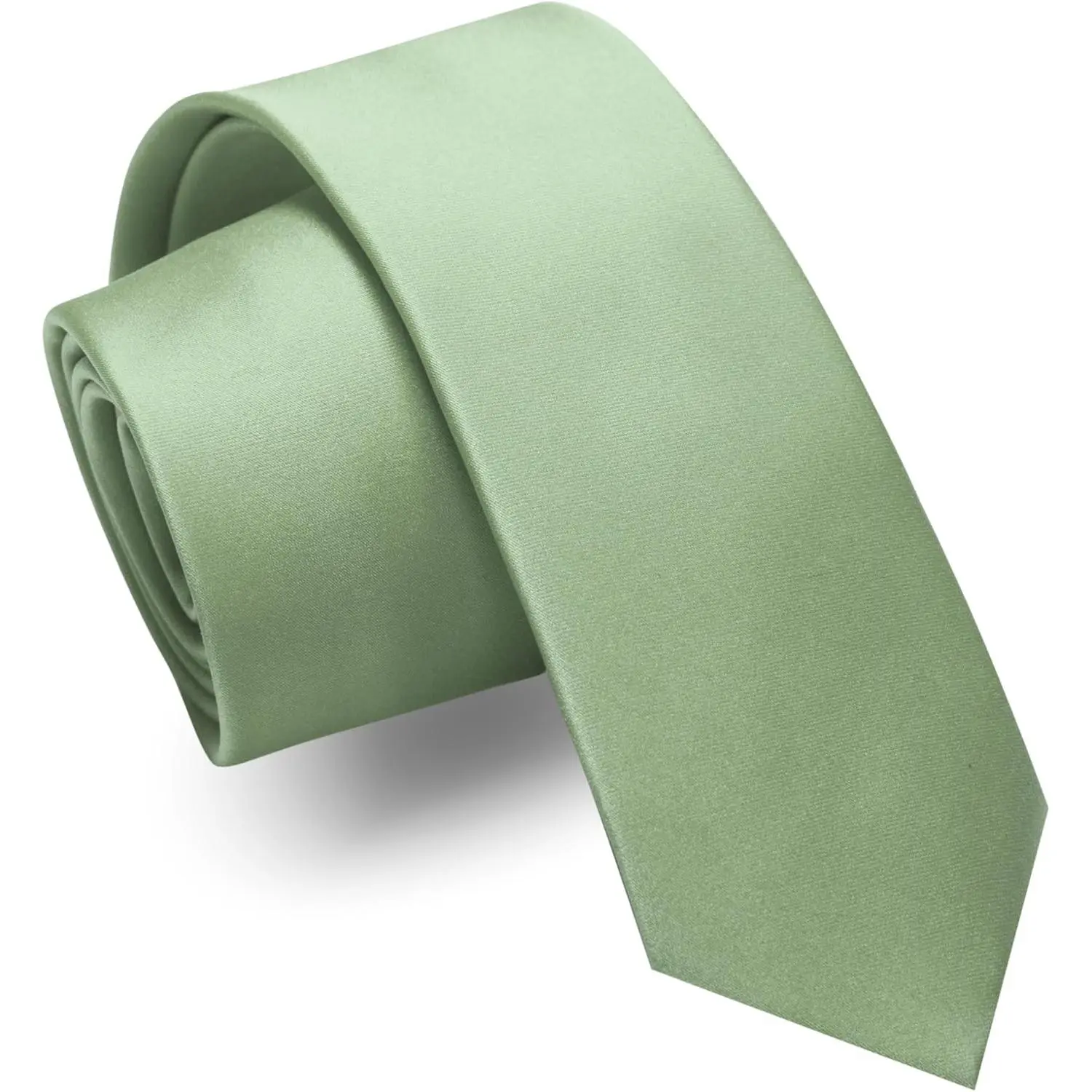 Men's Plain Solid Fabric Thin Necktie, 2.4-Inch Width (6cm) for Professional Business & Wedding Attire, Male Formal Accessory, Skinny Cut