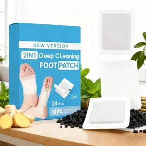 24pcs Foot Detox Pads Ginger & Bamboo Charcoal Herbal Patch for Deep Cleansing Stress Relief Improved Sleep Toxin Removal Healthcare Therapy Solution