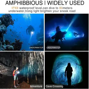 High-Power Light L2 Professional Deep Sea Underwater Lighting, Strong LED Dive Flashlight, Magnetic Switch, Waterproof Design