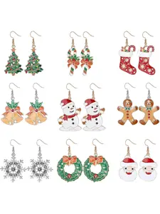 6-18 Pairs Women's Christmas Earrings - Hypoallergenic Stud Earring Set with Snowman, Candy Cane, Elk, Tree, Bow Designs - Perfect for Christmas Party Gifts - Stud Earring Jewelry