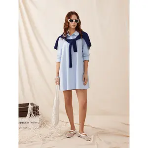 Cider 100% Cotton Oversized Long Sleeve Mini Shirt Dress