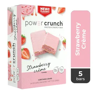 Power Crunch ORIGINAL Protein Energy Bar Strawberry Cream 5 Count 1.4 oz Bars Protein 13g Sugar 5 Count Wafer Cream Snack