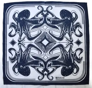 Octopus bandana - midnight blue - 100% cotton - 22" x 22" - ocean animal print - designed in Maine - screen printed - nautical design - Hearth and Harrow