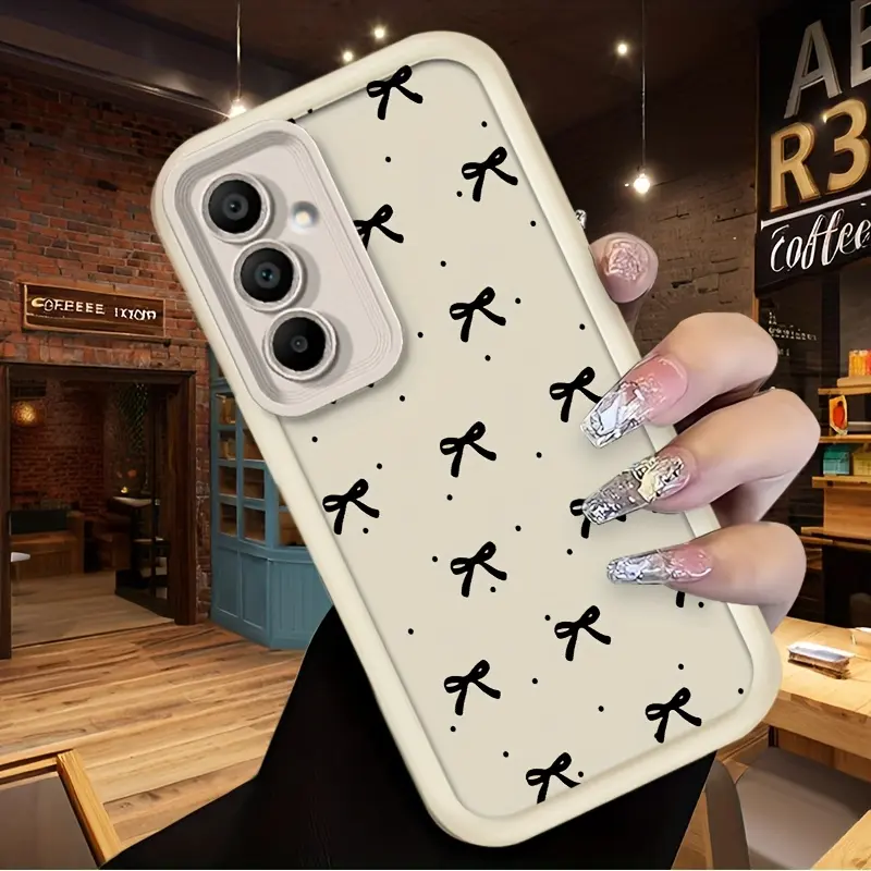 Compatible with Samsung Galaxy S26 Phone Case: Fashionable and Minimalist Black Bow Design, Sky-eye Staircase Anti-shock Lens Protector. Suitable for Samsung Galaxy A54, A53, A52s, A36, A07, A16 4G/5G, A12, A13, A17, A56, A26, A25, A35, A05 4G, A05S, A15,