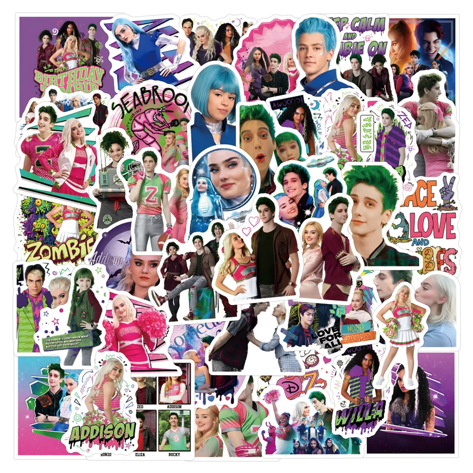 55 Sheets Zombie High Graffiti Stickers, Waterproof Luggage Cup Stickers, Decorative Stickers, American Movie Theme, Durable & Reusable Decorations