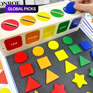 25 Counts Colorful Shape Blocks Set with 12 Educational Cards for Color Recognition, Early Learning Fine Motor Skills Shape Sorter Toy, Logic Matching Game #GLOBAL PICKS