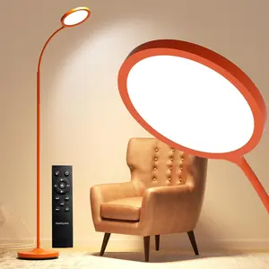 Orange Floor Lamp,Super Bright Dimmable LED Lamps for Living Room, Custom Color Temperature Standing Lamp with Remote Push Button, Adjustable Reading Floor Lamp for Bedroom Office