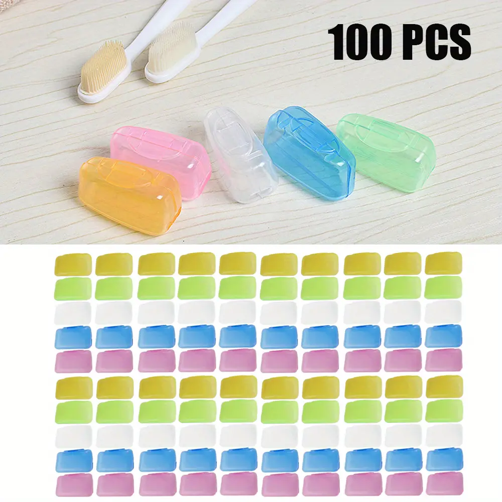 Set of 100 Toothbrush Covers, Portable Toothbrush Head Cover Caps, Toothbrush Case Protector for Household, Travel, Camping, Bathroom, School, Business, Fits Most Manual and Electric Toothbrushes