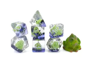 Chameleon Resin DnD Dice Set - 7-Piece Reptile RPG Dice Collection for Tabletop Games & Hobbies
