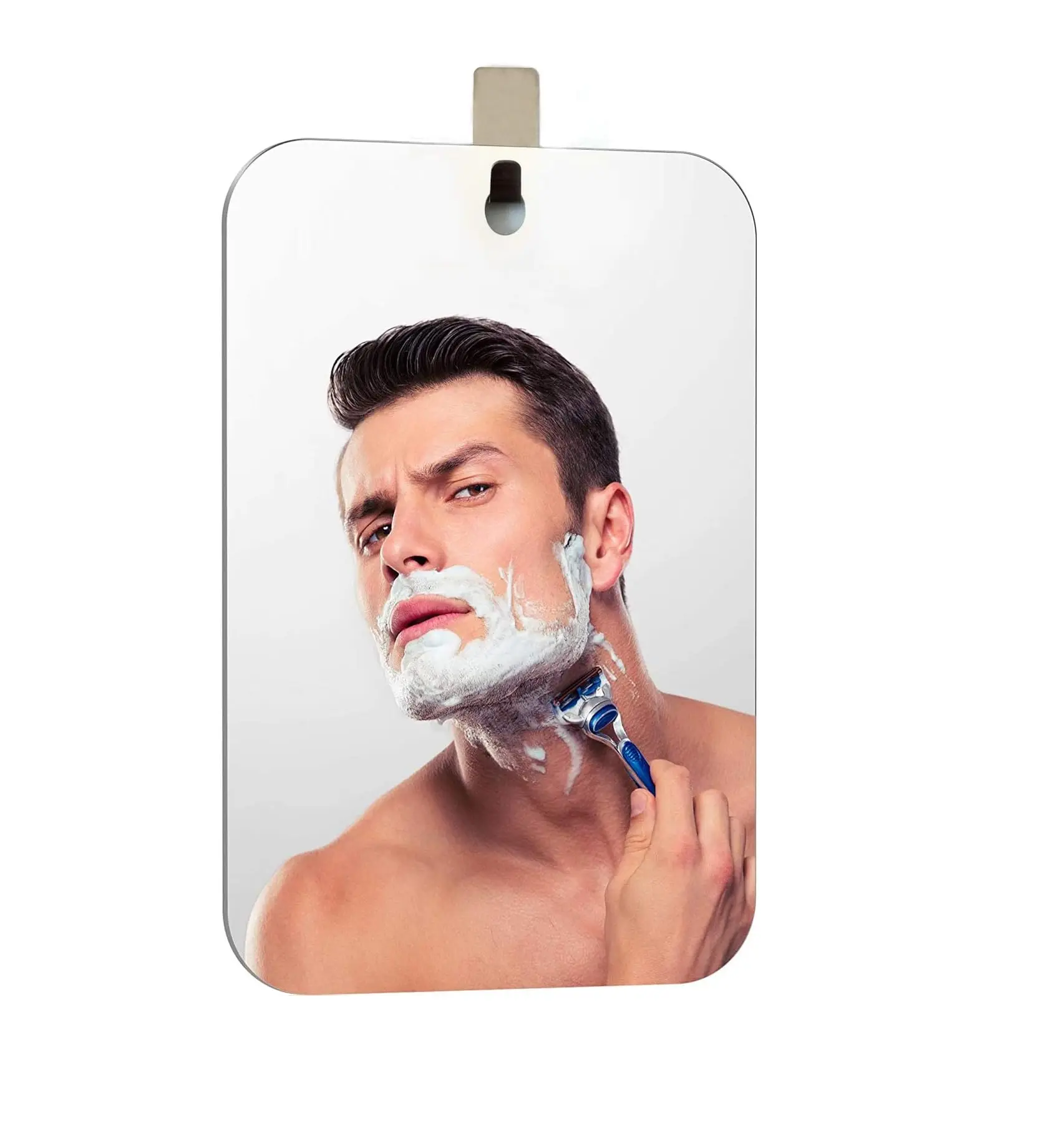 APHUIME Deluxe Large Fogless Bathroom Mirror (7.48 in x 11 in) - Shatterproof Wall-Hanging Mirror with Hook for Shaving, Makeup