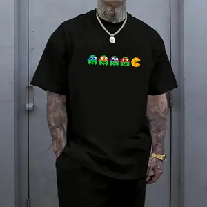 Men’s retro ’80s arcade graphic T-shirt featuring Teenage Mutant Ninja Turtles and Pac-Man pixel art, made from a soft cotton blend—perfect for gamers, vintage enthusiasts, casual streetwear, and everyday outfits. tiktokshopspringglowup